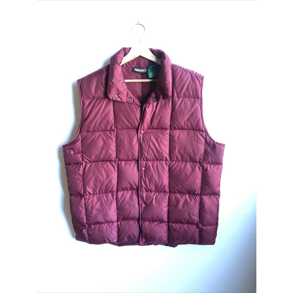 Vtg. LL Bean Goose Down Vest Men’s XL Tall Red Lightweight Nylon Warm VG